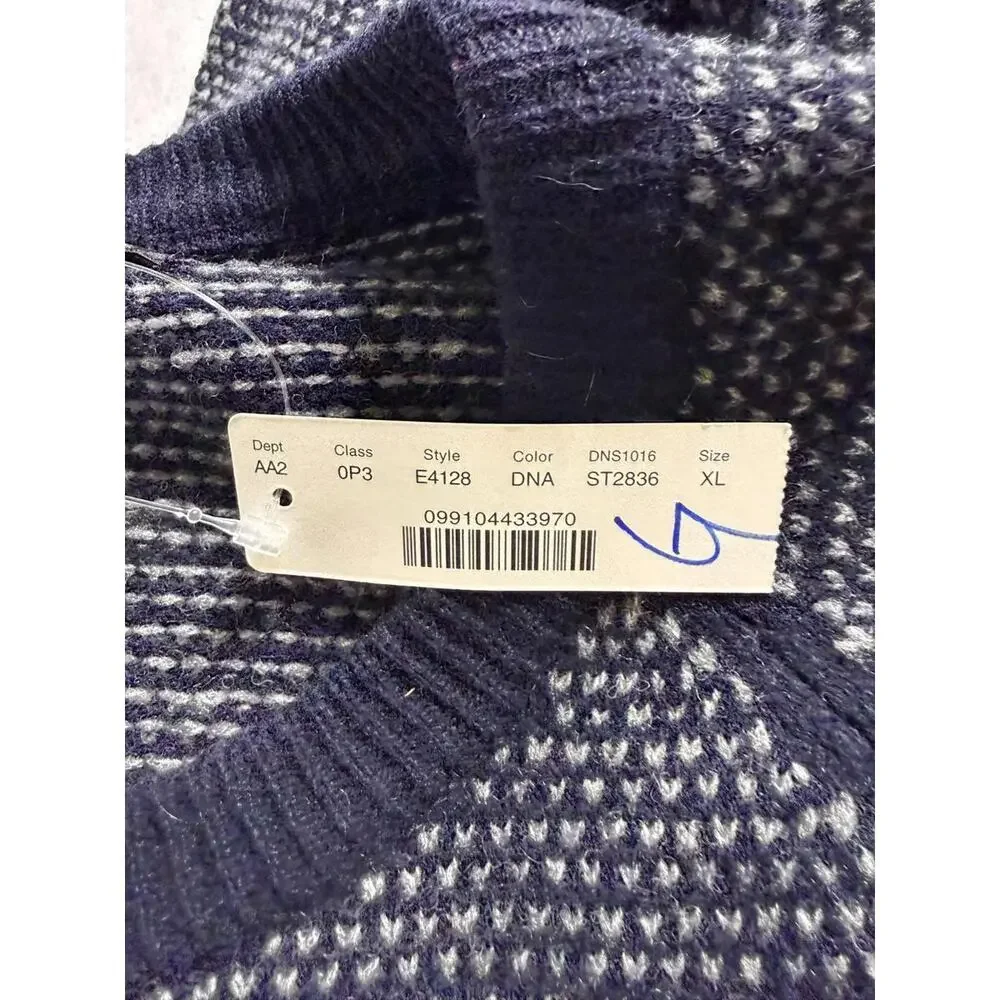 *NWT* J. Crew 100%‎ Lambswool Birdseye Pullover Sweater Crewneck Navy Blue XL